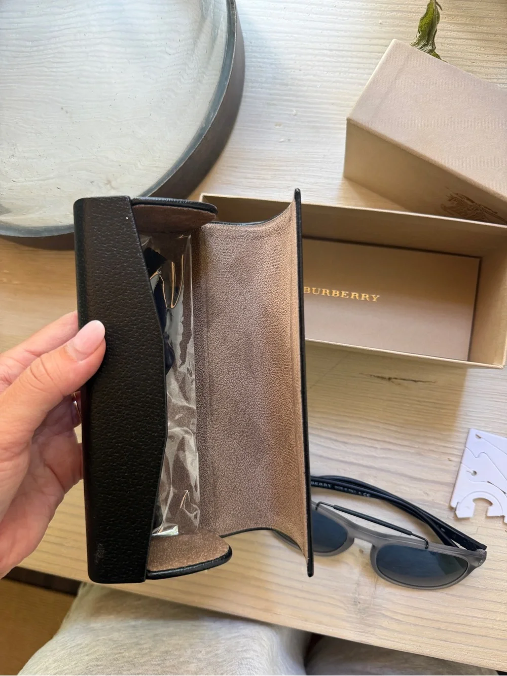 Burberry Black and Gray Sunglasses with Case
